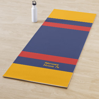 Tapete De Yoga Center Stripes Horizontal Lines Blue Yellow Red