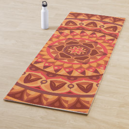 Tapete De Yoga Centro de Mandala Marrom Design Boho Terroso Equil
