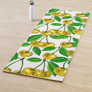 Tapete De Yoga Cerejas amarelas em branco