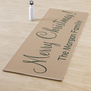 Tapete De Yoga Champagne de Natal Personalizado Bege Floresta Vel