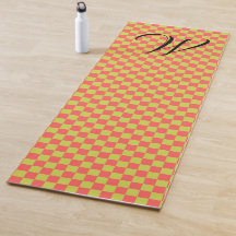 Checkboard Verde Amarelo e Rosa claro Monograma