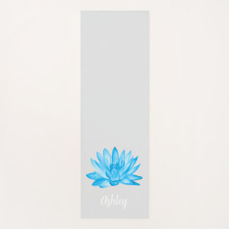 Tapete De Yoga chic lotus baby blue personalized script