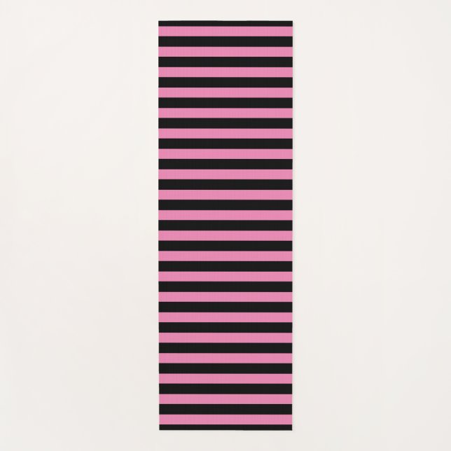 Tapete De Yoga Chic Striped Black and Pink (Frente)