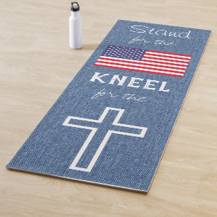 Tapete De Yoga Christian Patriot Stand for Flag Kneel for Cross