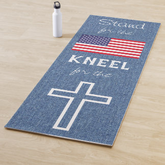 Tapete De Yoga Christian Patriot Stand for Flag Kneel for Cross