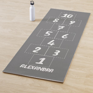 Tapete De Yoga Cinza de giz branco Hopscotch Yoga Mat