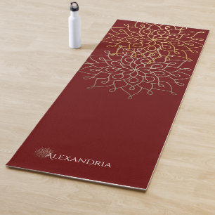 Tapete De Yoga Cinza Dourada Elegante Mandala Personalizada (1 la