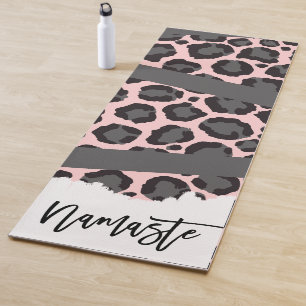 Tapete De Yoga Cinza Negra Rosa Menor Menor Menino Leopardo Chita