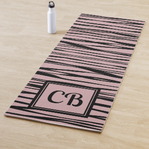 Tapete De Yoga Cinza preto-rosa com linha Elegante personalizada