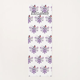 Tapete De Yoga Cinza violeta, púrpura, floral e elegante, de cor 