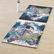 Cinza Wolf Yoga Mat - Wolf Head Yogamat