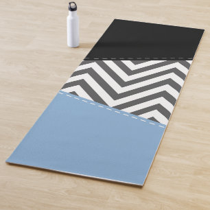 Tapete De Yoga Cinza Zigzag, Cinza Chevron, Zigzag Patterno, Azul