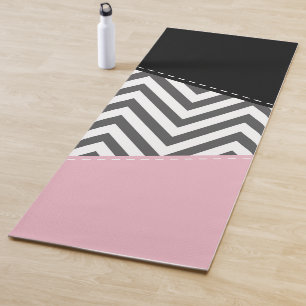 Tapete De Yoga Cinza Zigzag, Cinza Chevron, Zigzag Patterno, Rosa