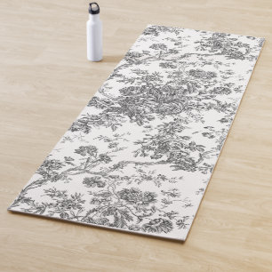 Tapete De Yoga Cinzas De Banho Floral, Gravadas Com Elegante Vint