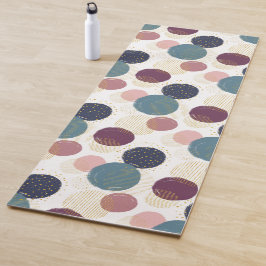 Tapete De Yoga Círculos abstrato em Pastel e Dourado