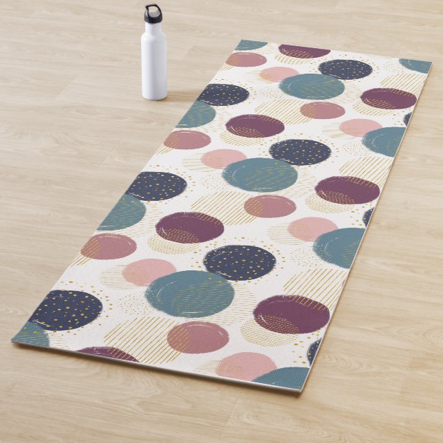 Tapete De Yoga Círculos abstrato em Pastel e Dourado (In Situ)