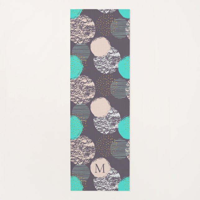 Tapete De Yoga Círculos abstrato Padrão monograma personalizado i (Frente)