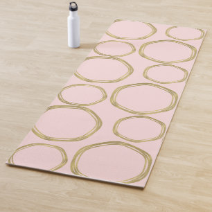 Tapete De Yoga Círculos Dourados & Rosa Corado Moderno Chic Tendê