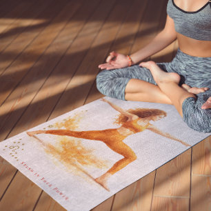 Tapete De Yoga Citação Personalizada Ilustrada do Zodíaco de Leão