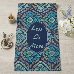 Tapete De Yoga Citação Zen Pacífica Mandala Sagrada Damask Azul T