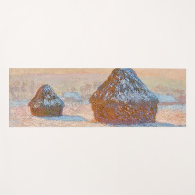 Tapete De Yoga Claude Monet - Wheatstacks, Efeito da Neve, Manhã (Frente (Horizontal))