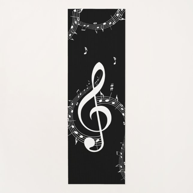 Tapete De Yoga Climact G Clef Music Black Double Sided Yoga Mat (Frente)