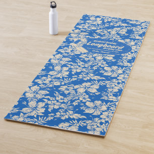 Tapete De Yoga Club Surfing Longboard Logo e Hibiscus Hawaiian