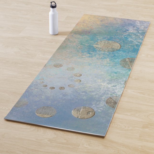 Tapete De Yoga Coastal Grunge | Azul e Verde Dourado (In Situ)