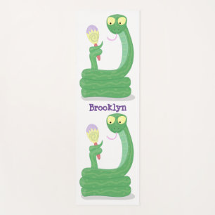 Tapete De Yoga Cobra verde engraçado com desenhos de maraca