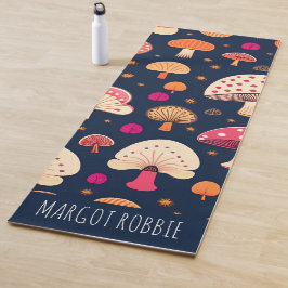 Tapete De Yoga Cogumelo engraçado Pink Blue Watercolor Padrão