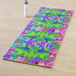 Tapete De Yoga Colagem de Jardim de Girassóis em Patchwork Abstra