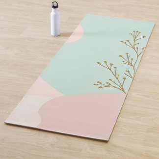 Tapete De Yoga Coleção Moderna Abstrata Rosa Bege Menta