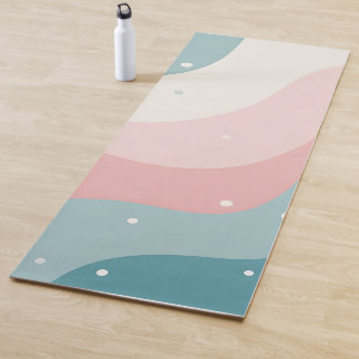 Tapete De Yoga Coleção Moderna Abstrata Rosa Bege Menta