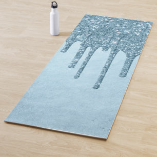 Tapete De Yoga Coletor Azul Metálico Glitzy Glam Glitter Melt