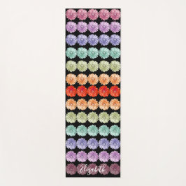 Tapete De Yoga Colorful Rainbow Daisies Personalized Floral