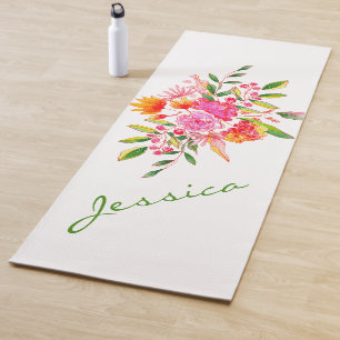 Tapete De Yoga Colorida Cor de Água, Cor de Cobra Floral, Persona