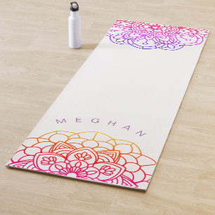 Tapete De Yoga Colorida Mandala Monograma Yoga Mat