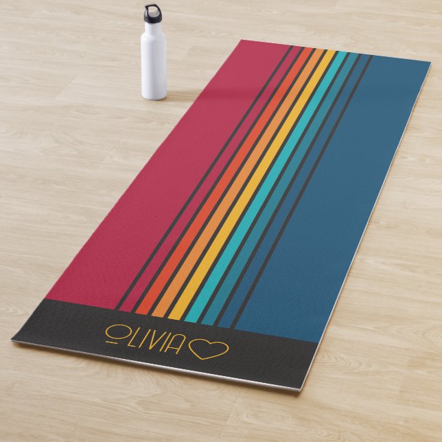 Tapete De Yoga Colorida Personalizada Monogramada Striped (In Situ)