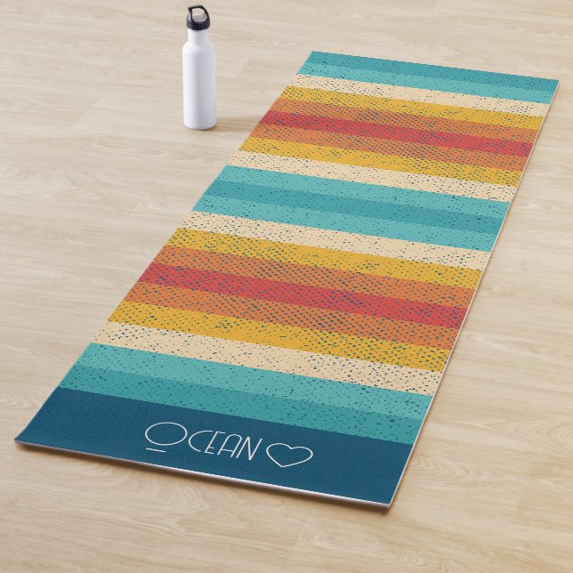 Tapete De Yoga Colorida Personalizada Monogramada Striped (In Situ)
