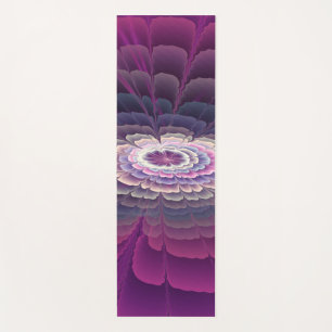 Tapete De Yoga Colorido Floral Abstrato Fractal Arte Rosa