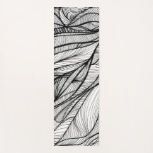 Tapete de YOGA com arte de linha desenhada à mão e