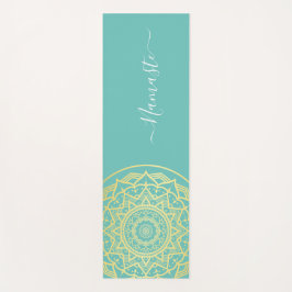 Tapete de Yoga com Mandala Dourada e Namaste em Az