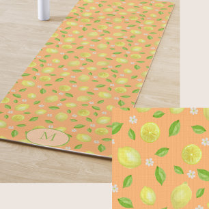 Tapete de Yoga com Monograma Laranja Limões Amarel