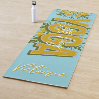 Tapete de Yoga com Nome Personalizado em Amarelo F
