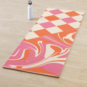 Tapete De Yoga Controlos e picos - Rosa, Laranja e Creme