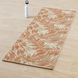 Tapete De Yoga Coordenadas Spa Tropicais - Folhas de Palma e Trib