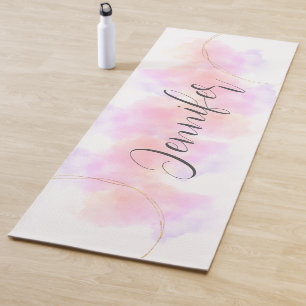 Tapete De Yoga Cor-de-água, rosa e branco-de-ouro, de cor cinzent