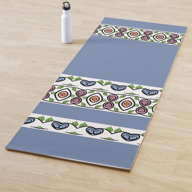 Tapete De Yoga Cor-de-rosa e faixa azul (In Situ)