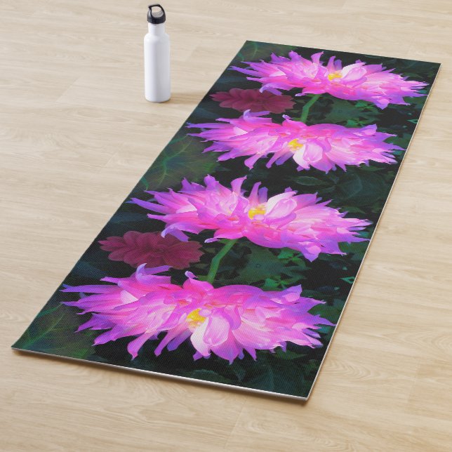 Tapete De Yoga Cor-de-rosa estonteante e cacto roxo Dahlia (In Situ)