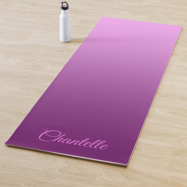 Tapete De Yoga Cor-de-rosa gradiente legante com nome personaliza (In Situ)